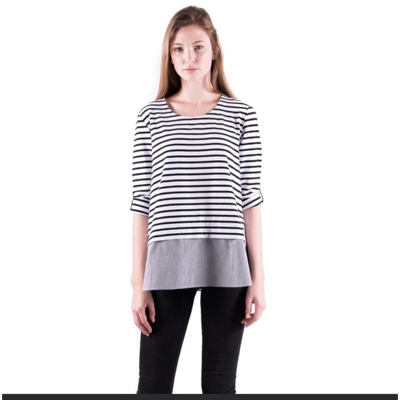 Anthropologie Lili’s closet GABBI BLACK STRIPED TOP - Picture 6 of 6